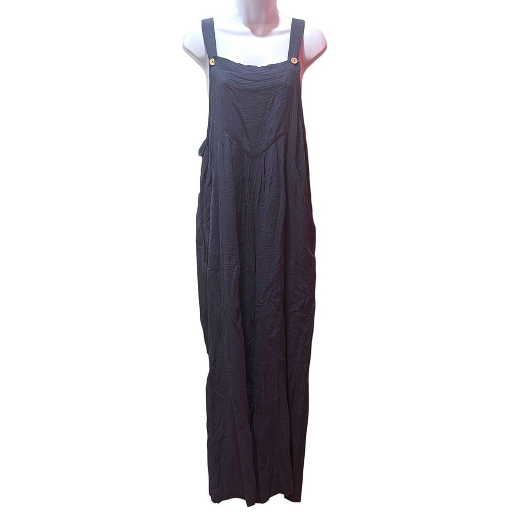 NWT Simple Suzanne‎ Betro Jumpsuit Womens Blue Cotton Gauze Wide Leg Overalls M
